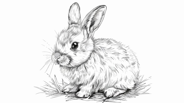 Vector cute bunny rabbit outline sketch vector illustration