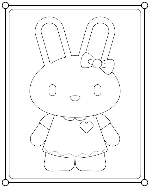 Cute bunny suitable for children's coloring page vector illustration