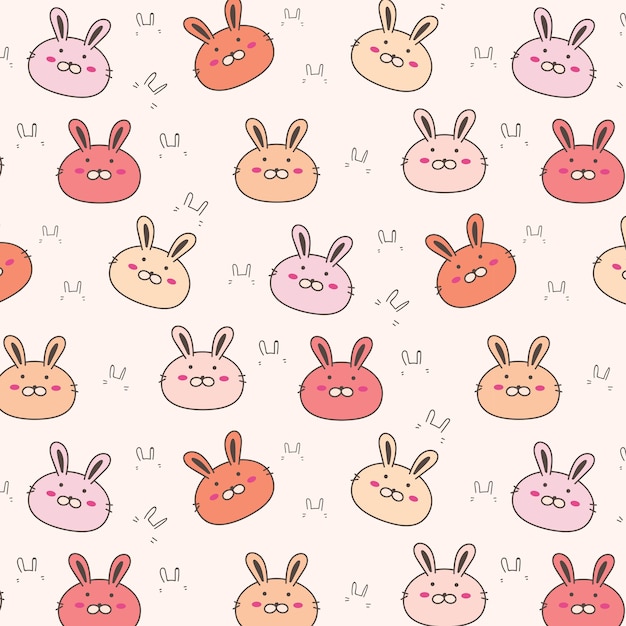 Cute Bunny Vector Pattern Background.