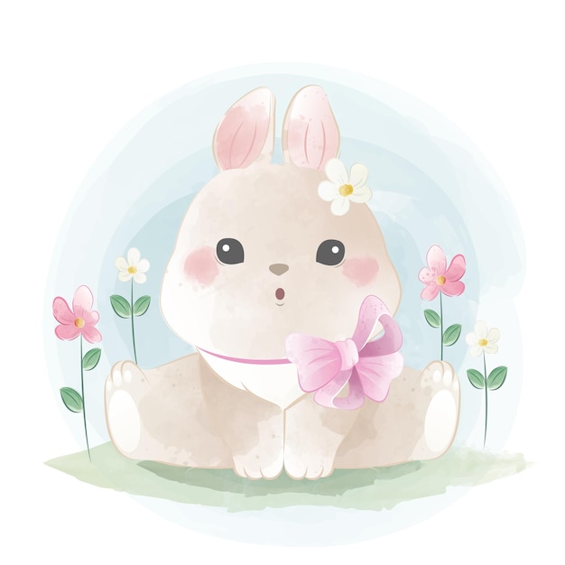 Cute Bunny Wearing a Bow Scarf