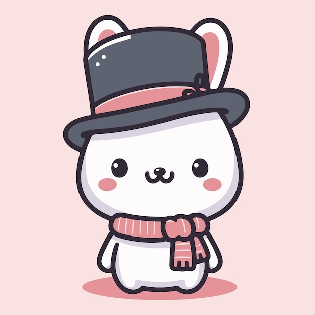 Cute Bunny Wearing A Hat Vector