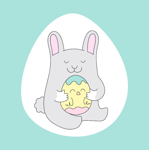 Cute bunny with easter egg