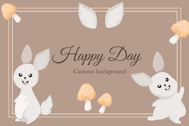 cute bunny with mushroom template background