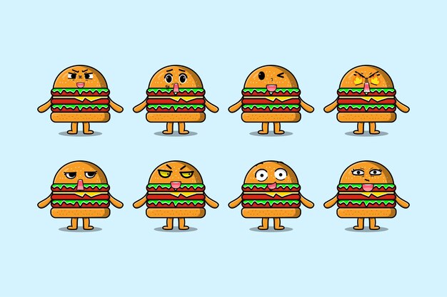 Cute Burger cartoon character holding traffic sign illustration in modern 3d style design