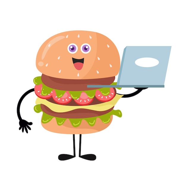 Cute burger cartoon with various activities Modern style vector illustration Isolated on a white background