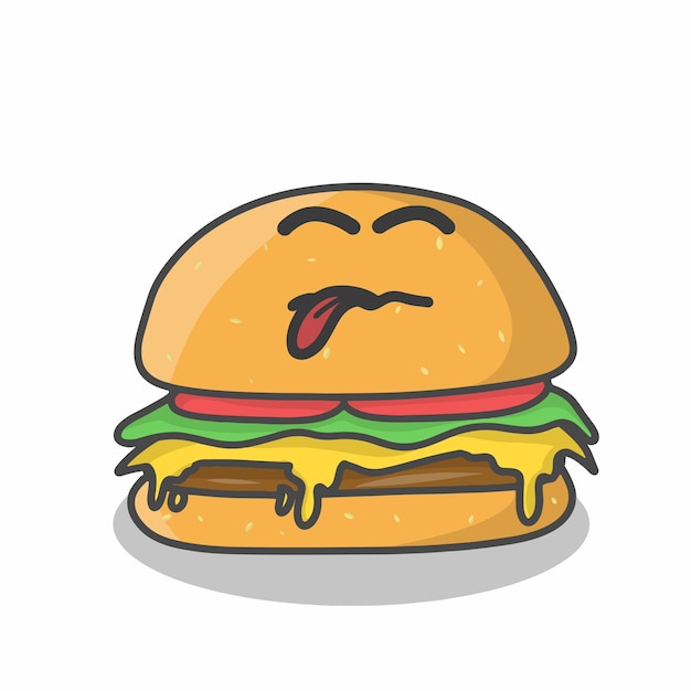 Cute burger character vector template design illustration