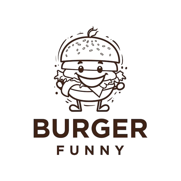 Cute burger food and beverage logo vector illustration