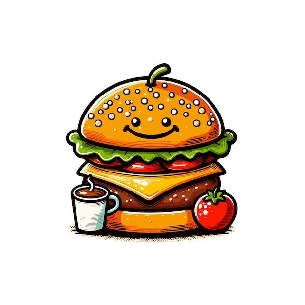 cute burger vector art illustration vector on white background