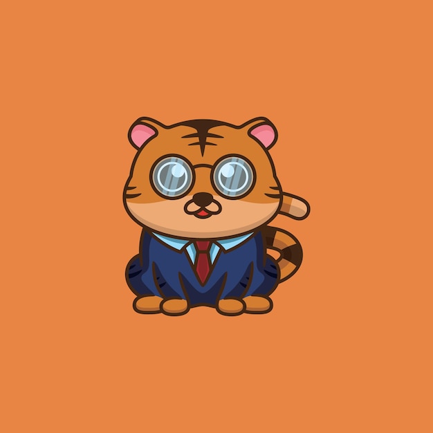 Cute Business Cat Mascot Logo Design