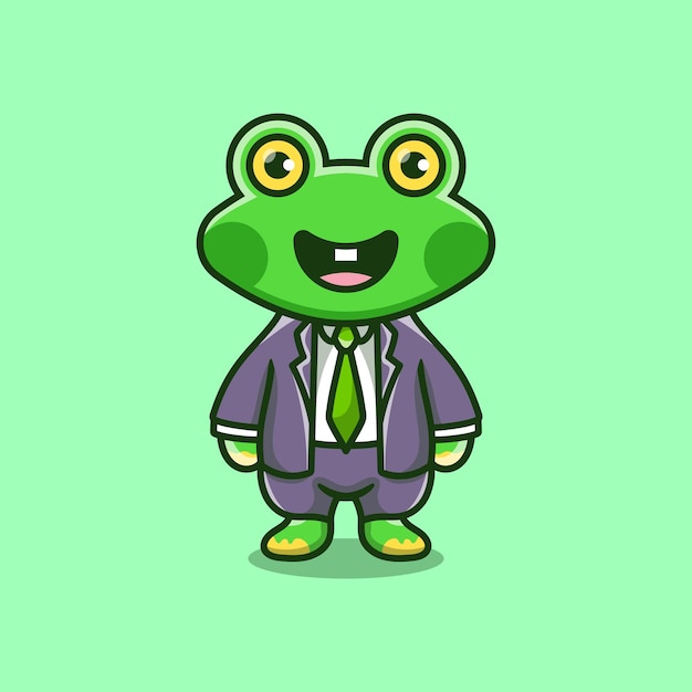 Vector cute businessman boss frog cartoon illustration