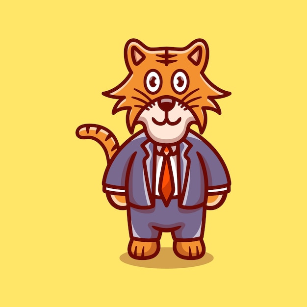 Vector cute businessman boss tiger cartoon illustration