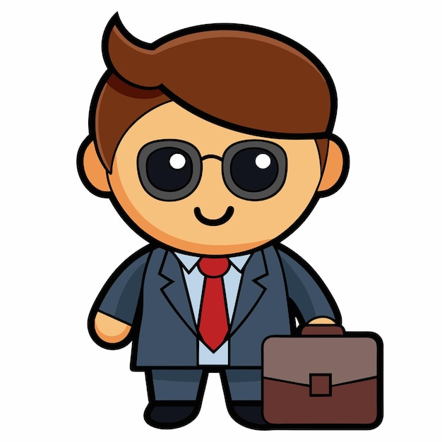 Vector cute businessman cartoon vector icon illustration people business icon concept isolated premium vector flat cartoon style