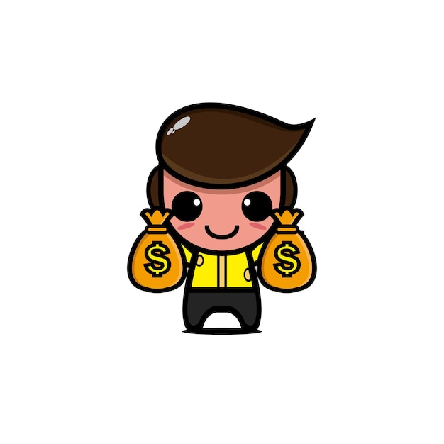 Cute businessman character illustration design mascot graphic