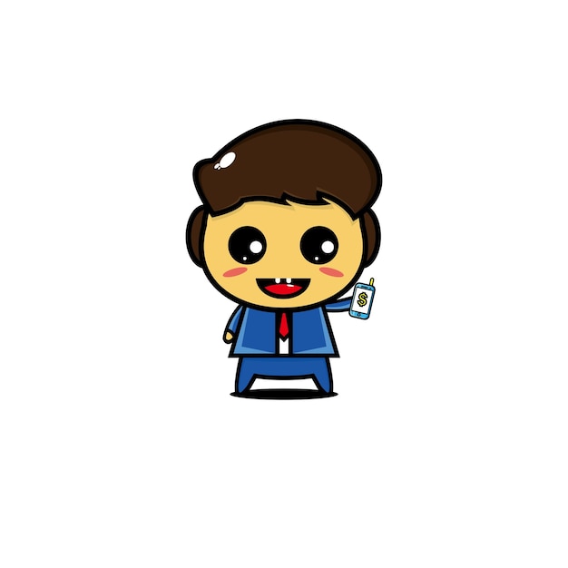 Cute businessman character illustration design mascot graphic