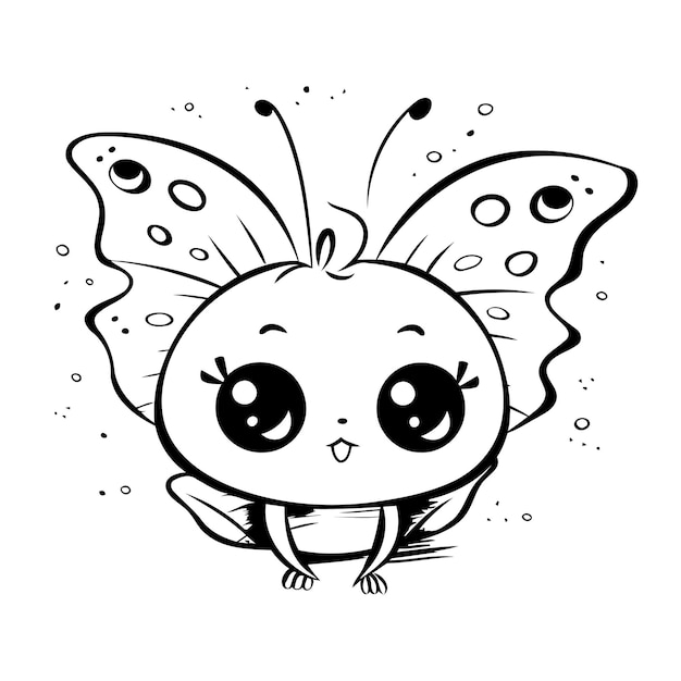 Cute butterfly Coloring page for kids Vector illustration