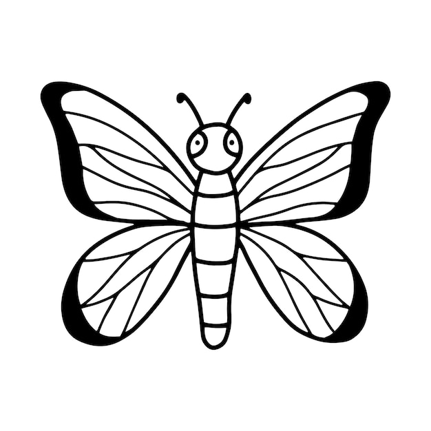 Cute butterfly Doodle style Vector illustration