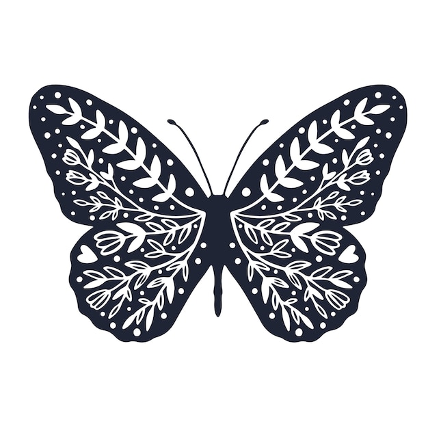 cute butterfly with ornament background cover design for coloring page butterfly with flower