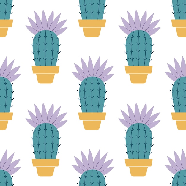 Cute cacti in boho style Cactus seamless pattern Trendy boho background Cacti fabric print design Succulent textile