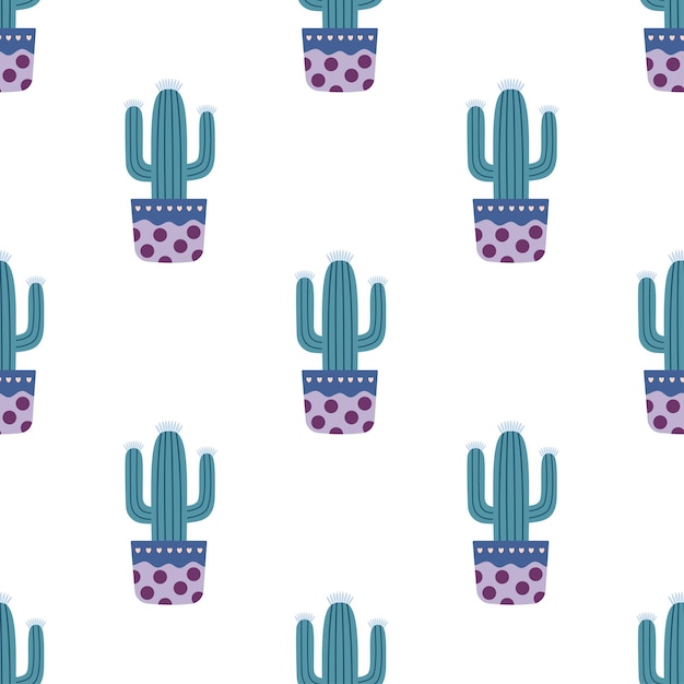 Cute cacti in boho style Cactus seamless pattern Trendy boho texture Cacti fabric print design Succulent textile