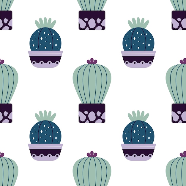 Cute cacti in boho style Cactus seamless pattern Trendy boho texture Cacti fabric print design Succulent textile