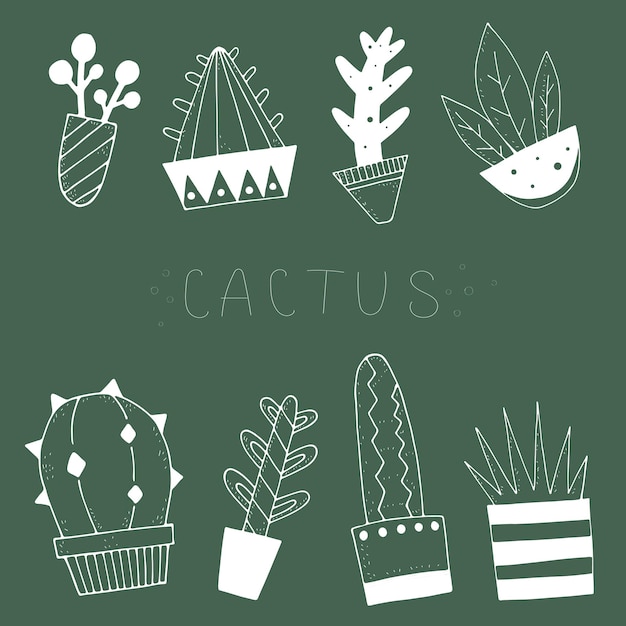 Vector cute cacti set. vector illustration