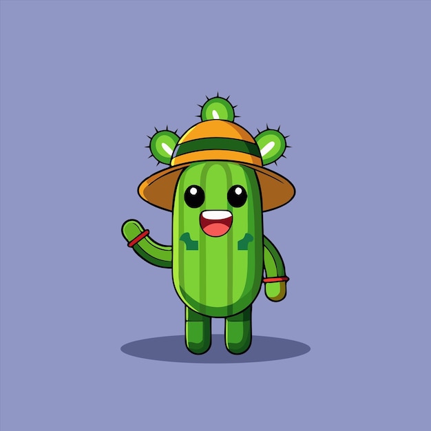 Cute Cactus Holding lollipops Flat Cartoon