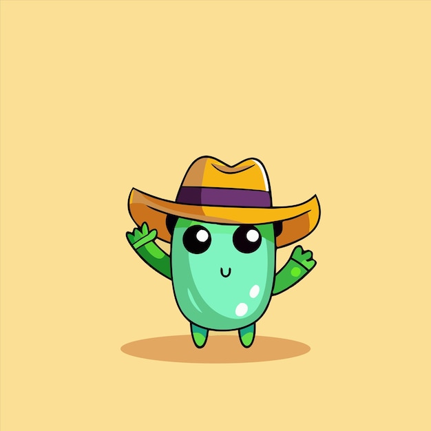 Cute Cactus Holding lollipops Flat Cartoon