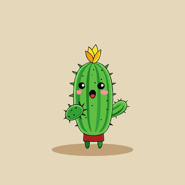 Cute Cactus Holding lollipops Flat Cartoon