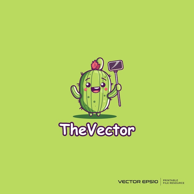 Vector cute cactus mascot vector logo character cartoon illustration eps10