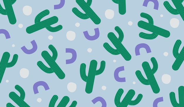 Cute cactus plant pattern background vector design