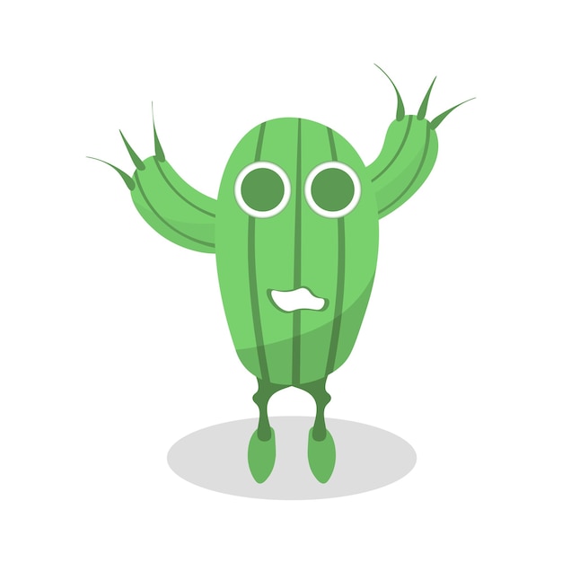 Cute cactus or succulent character vector cartoon illustration in flat style