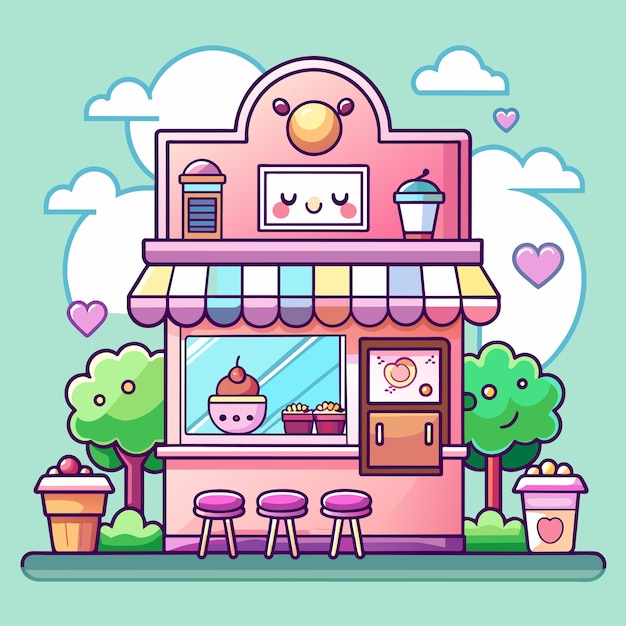 cute cafe chibi pastel colors 4