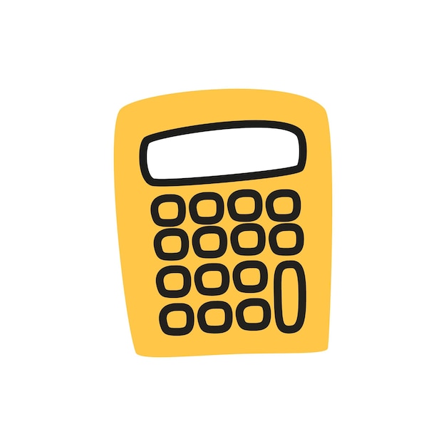 cute calculator drawn in doodle style isolated on white