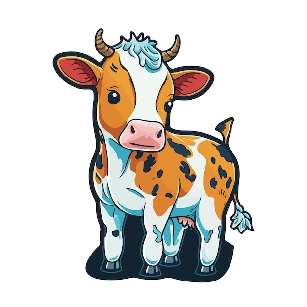 Cute calf cartoon style