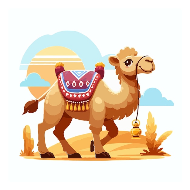 cute camel cartoon vector on white background