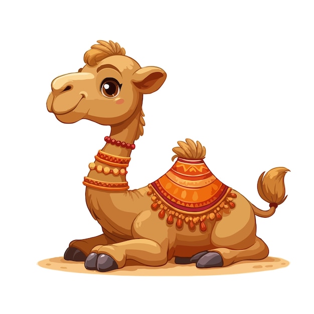 cute camel cartoon vector on white background