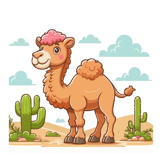 cute camel cartoon vector on white background