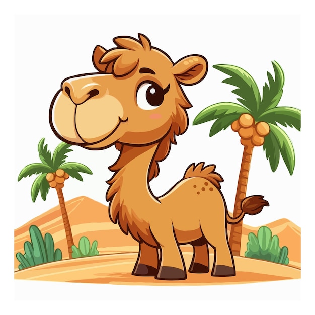 cute camel cartoon vector on white background