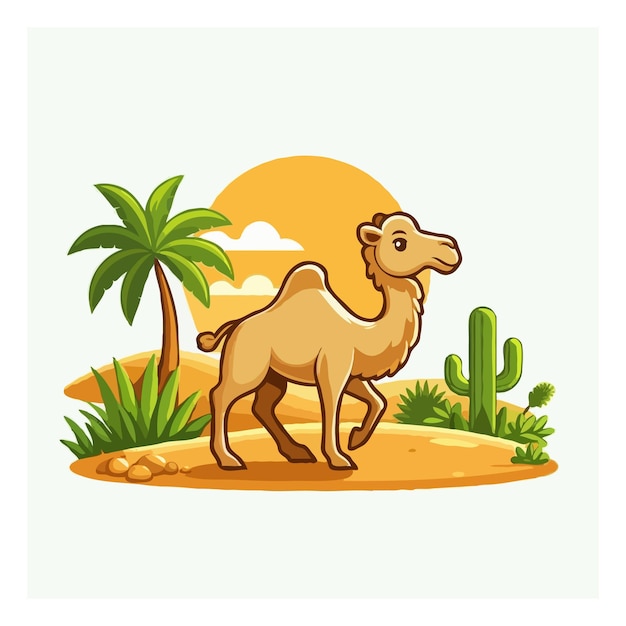 Vector cute camel cartoon vector on white background