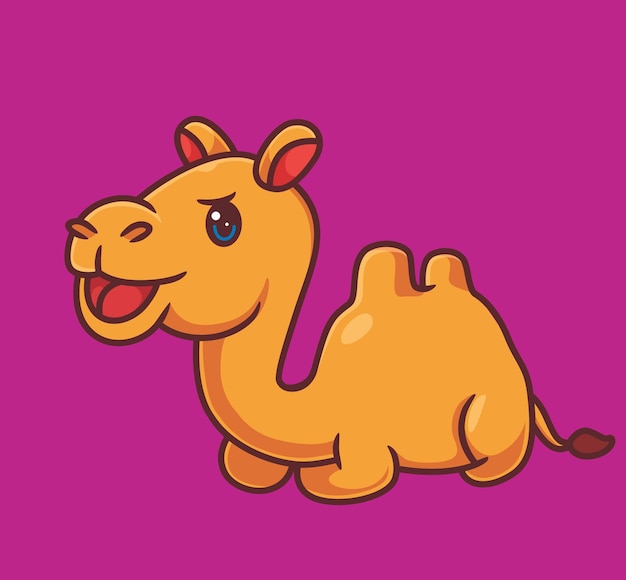 Cute camel take a rest sitting isolated cartoon animal illustration Flat Style Sticker Icon Design