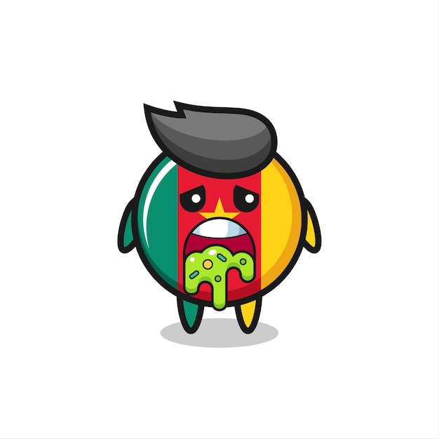 The cute cameroon flag badge character with puke , cute style design for t shirt, sticker, logo element