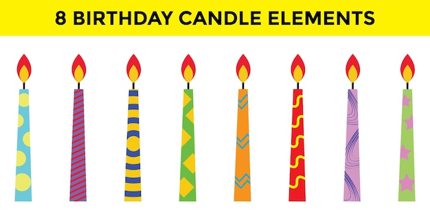 Cute candle birthday element collection