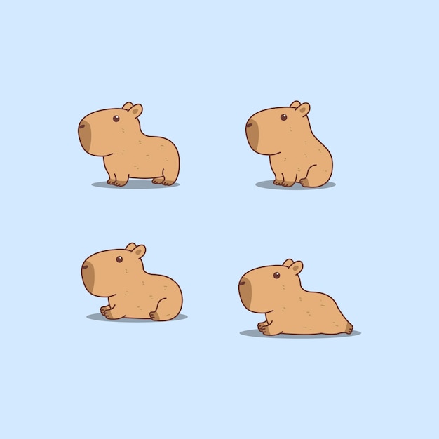 Cute capybara cartoon vector illustration