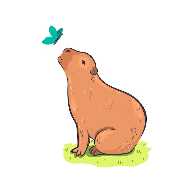 Cute capybara isolated on white background Vector graphics