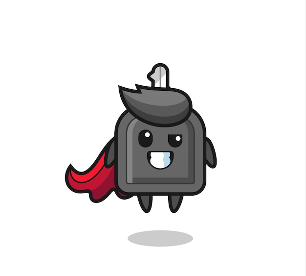 The cute car key character as a flying superhero