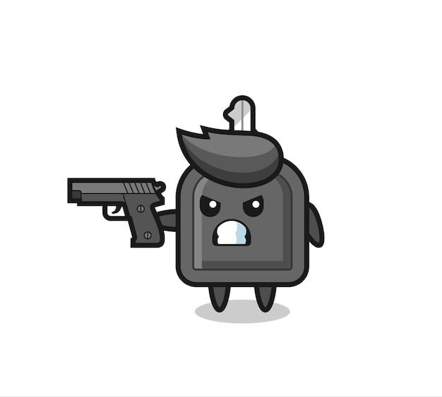 The cute car key character shoot with a gun , cute style design for t shirt, sticker, logo element