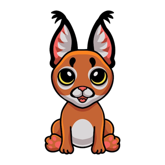 Cute caracal cat cartoon sitting