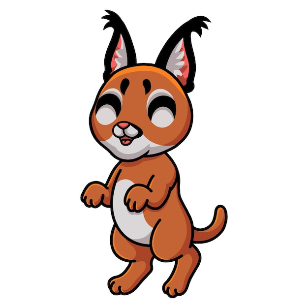 Cute caracal cat cartoon standing