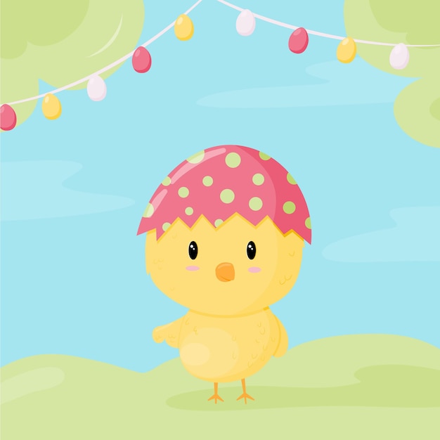 Cute card for Easter with chick