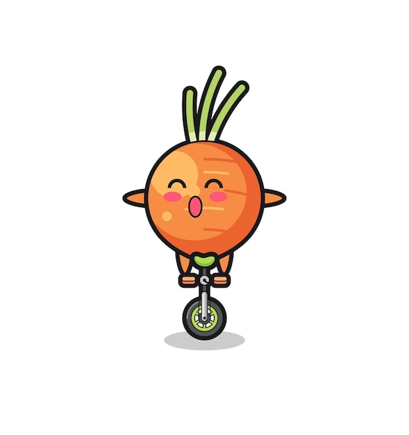 The cute carrot character is riding a circus bike